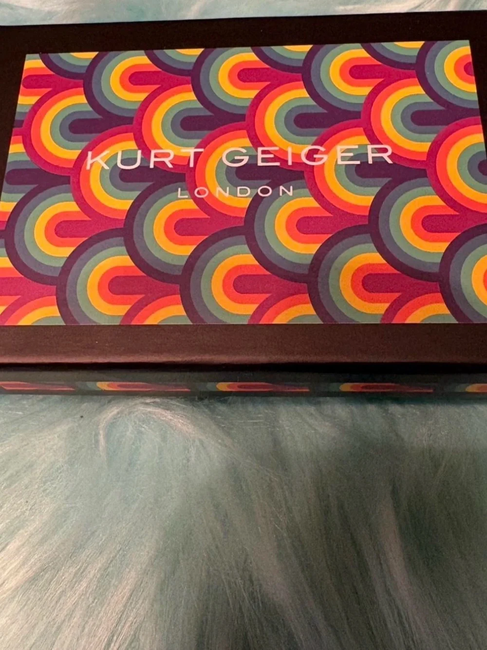 Kurt Geiger Metallic Purple Card Holder with Hot Pink Heart Pocket